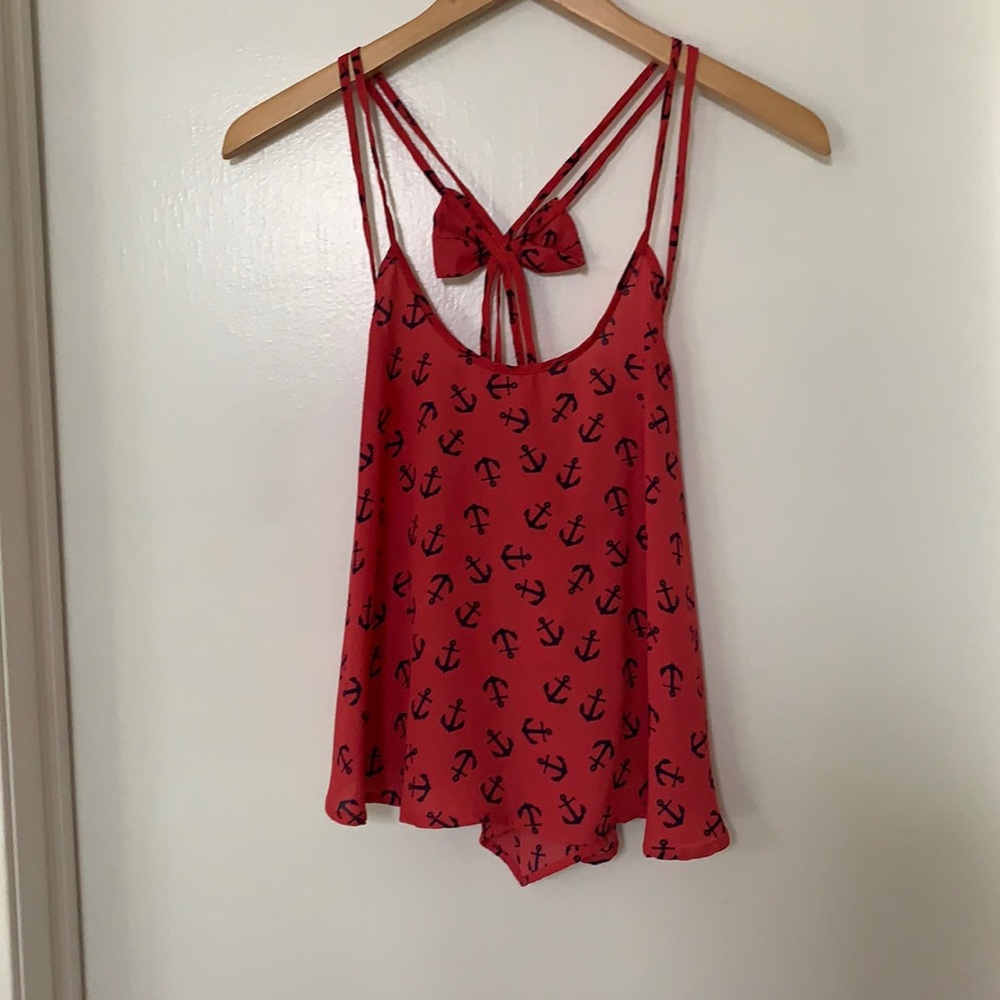 Pink Nautical Anchor tank with Bow detail
